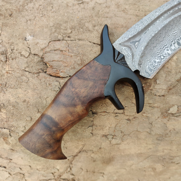 Coltello Bowie, acciaio Damasco, manico in legno, DK-139