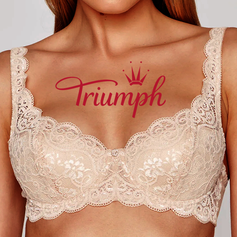 Triumph® 4 pezzi.✨💝Comodo reggiseno in pizzo con ricami floreali, taglie forti [65A-120H]